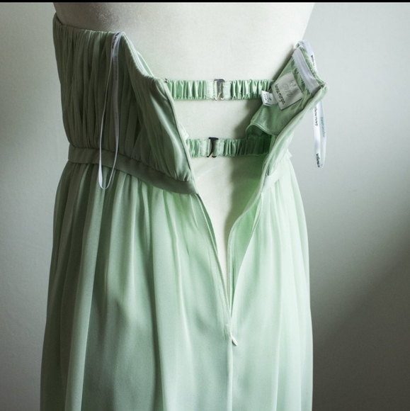 Donna Morgan pale green 'Lindsey' bridesmaid / cocktail strapless chiffon dress - Picture 4 of 7